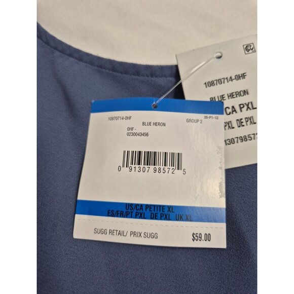 Kasper Women's Blouse Top Size XL Petite Sleeveless Tie-Neck Blue Heron (58) - Picture 8 of 10